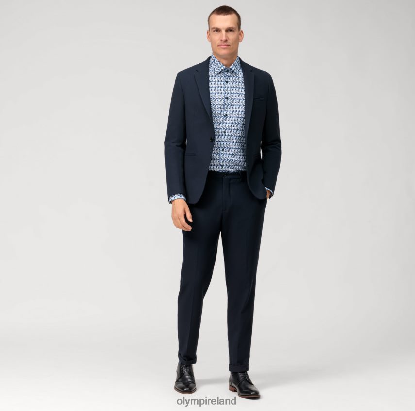 Clothing OLYMP Level Five Body Fit, Business Shirt, Long Sleeve Extra Long, New York Kent, Bleu 24L846870