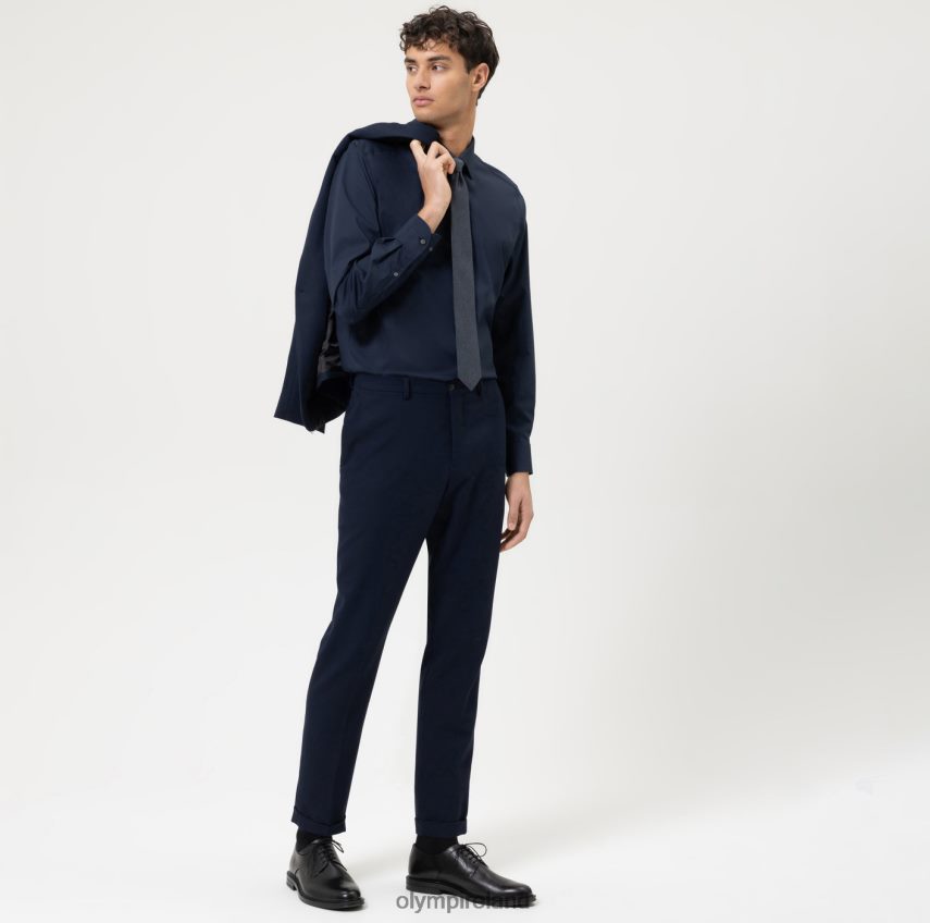 Clothing OLYMP Level Five Body Fit, Business Shirt, Long Sleeve Extra Long, New York Kent, Marine 24L846913