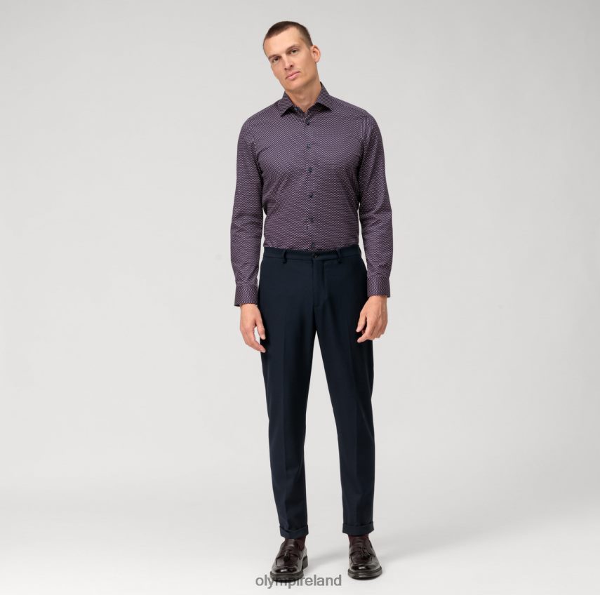 Clothing OLYMP Level Five Body Fit, Business Shirt, Long Sleeve Extra Long, New York Kent, Red 24L846868