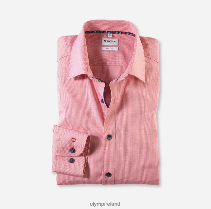 Clothing OLYMP Level Five Body Fit, Business Shirt, Long Sleeve Extra Long, New York Kent, Red 24L846908