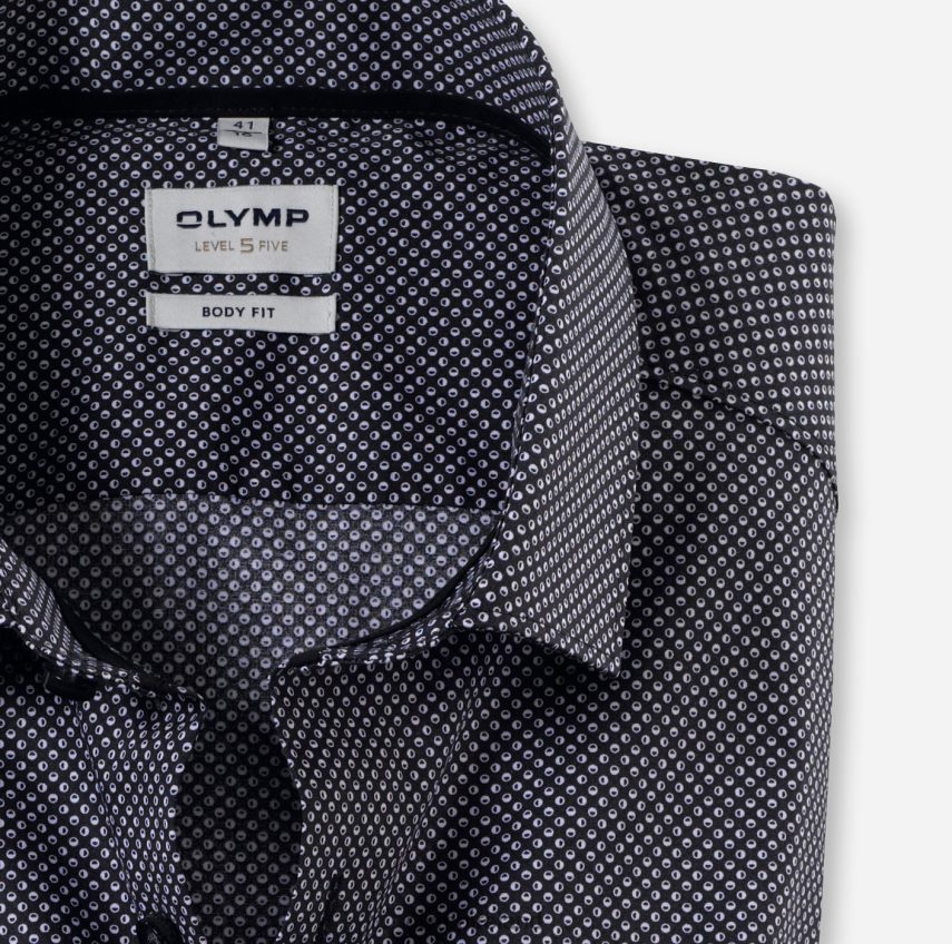 Clothing OLYMP Level Five Body Fit, Business Shirt, Modern Kent, Black 24L846356