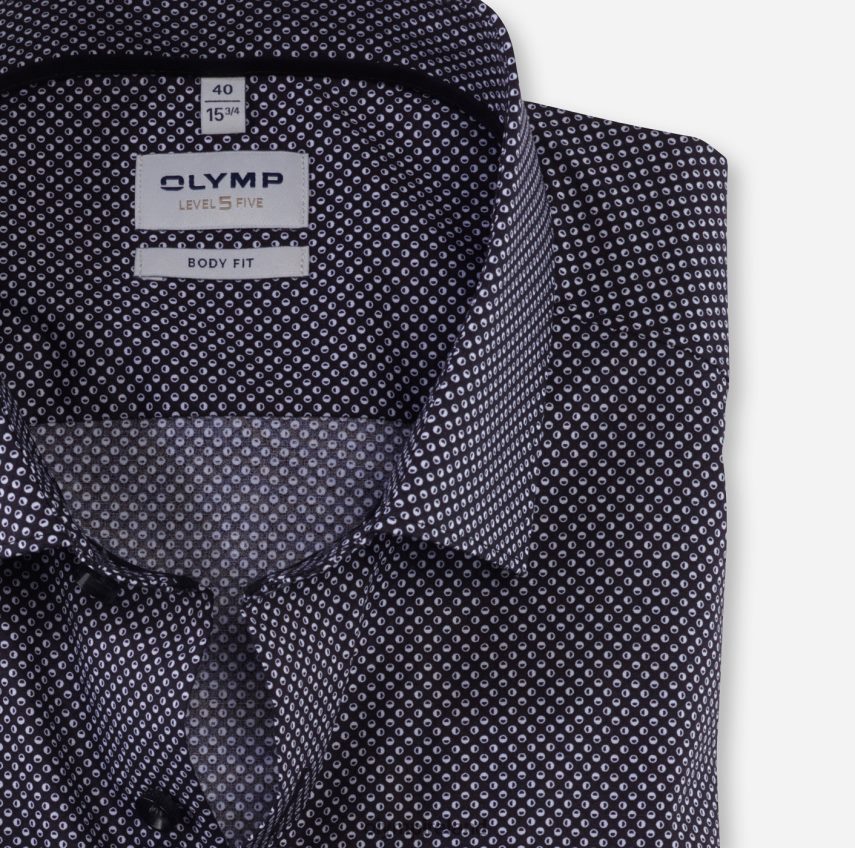 Clothing OLYMP Level Five Body Fit, Business Shirt, Modern Kent, Black 24L846622