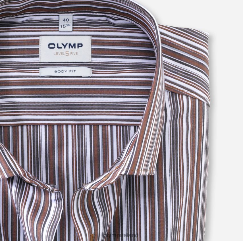 Clothing OLYMP Level Five Body Fit, Business Shirt, Modern Kent, Brown 24L846726