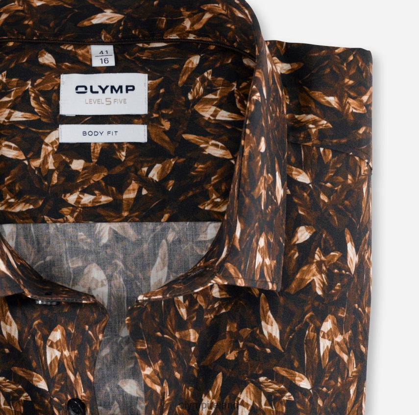 Clothing OLYMP Level Five Body Fit, Business Shirt, Modern Kent, Brown 24L846783