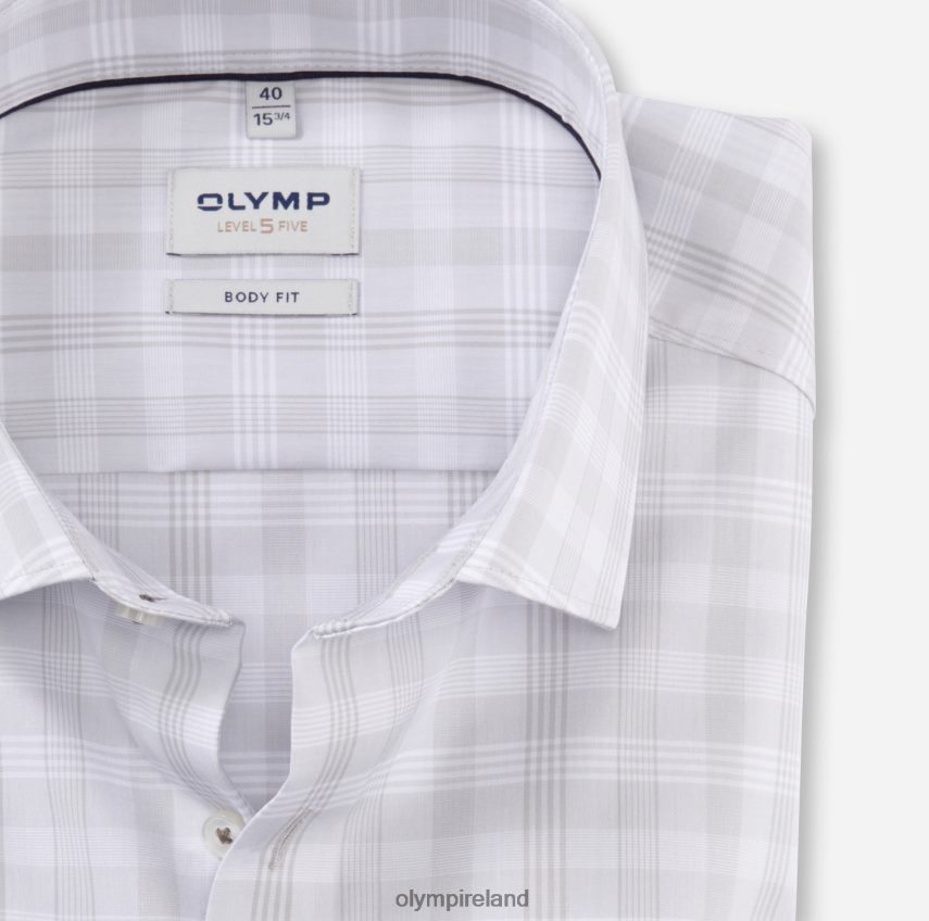 Clothing OLYMP Level Five Body Fit, Business Shirt, Modern Kent, Light Grey 24L846452