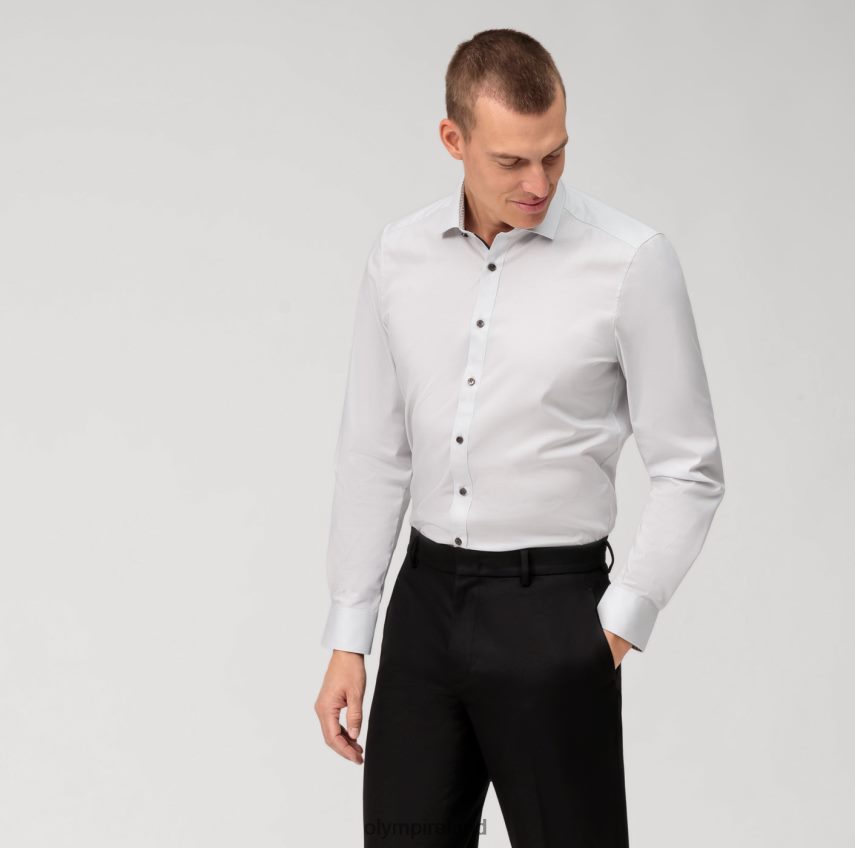 Clothing OLYMP Level Five Body Fit, Business Shirt, Modern Kent, Light Grey 24L846526