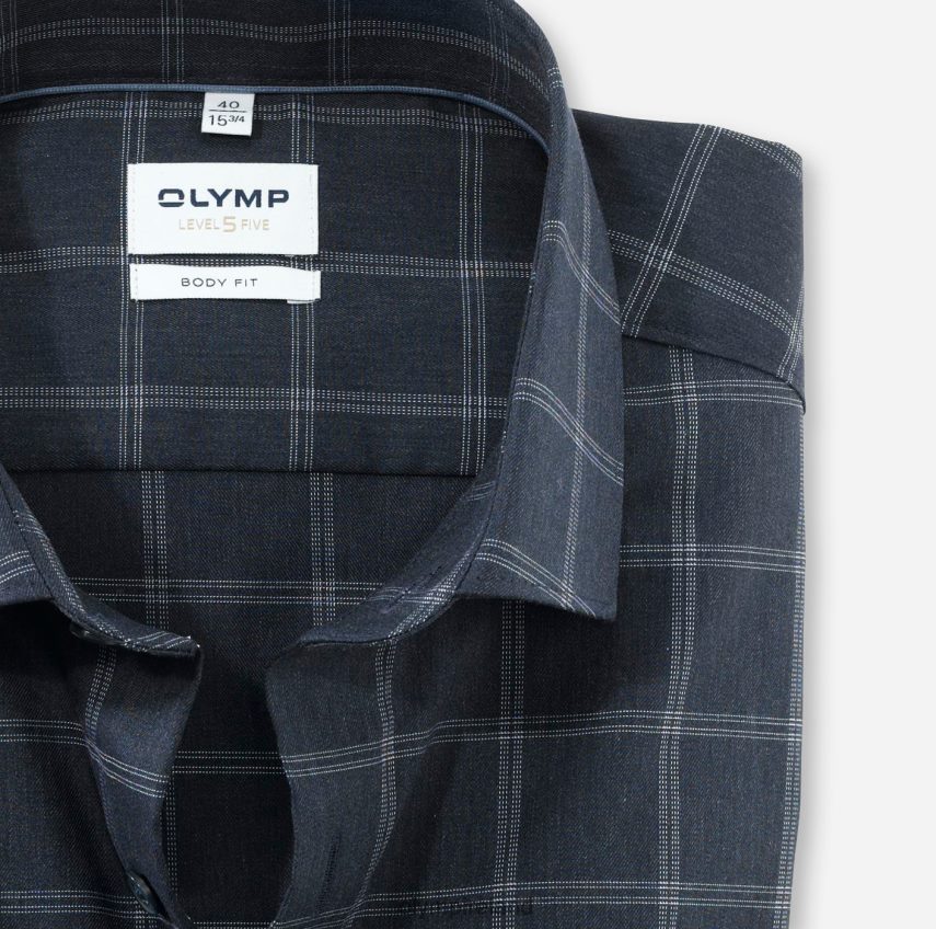 Clothing OLYMP Level Five Body Fit, Business Shirt, Modern Kent, Marine 24L846620