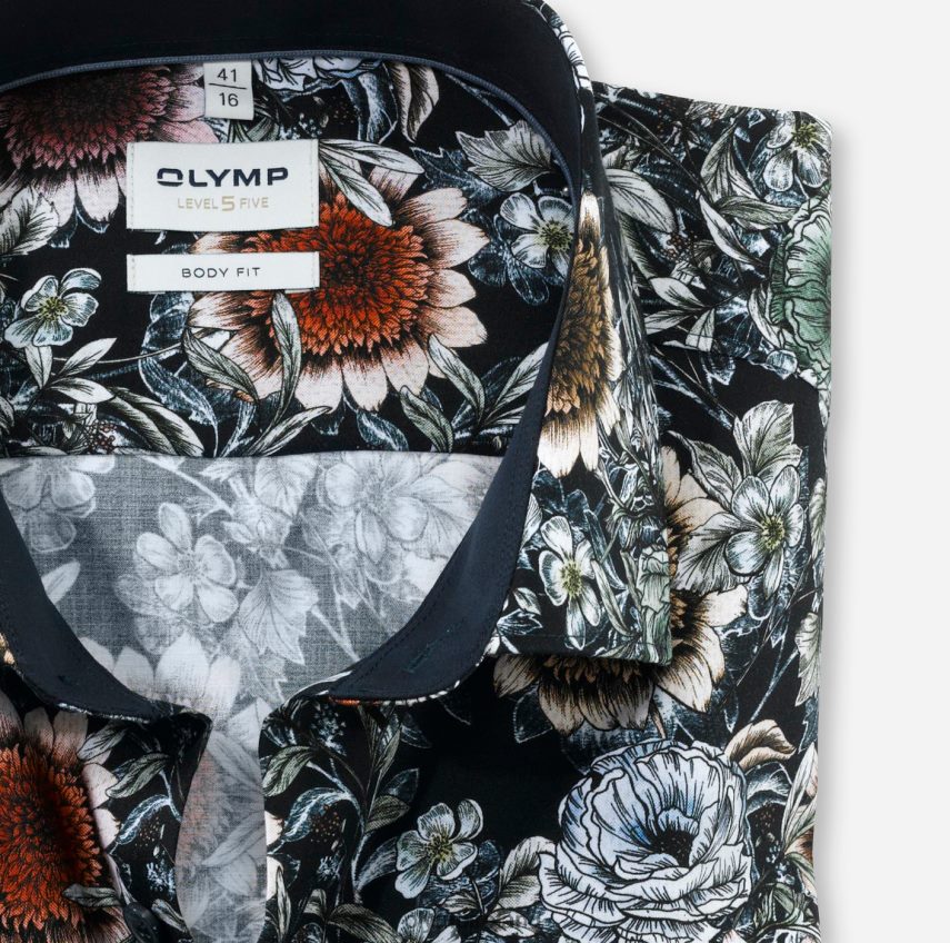 Clothing OLYMP Level Five Body Fit, Business Shirt, Modern Kent, Marine 24L846646