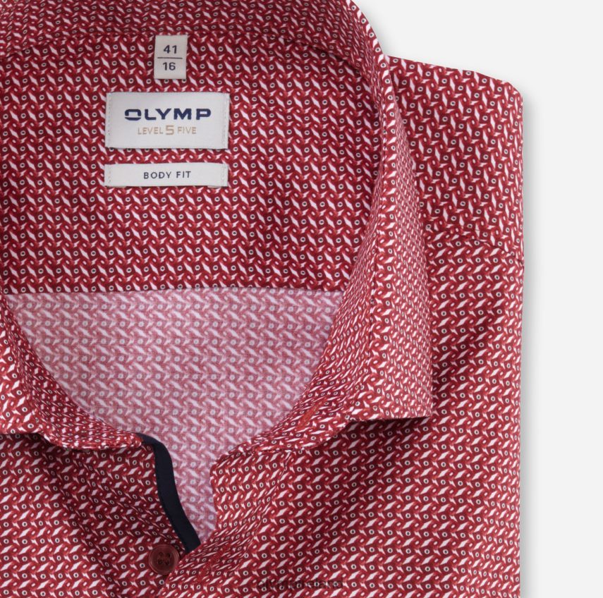 Clothing OLYMP Level Five Body Fit, Business Shirt, Modern Kent, Red 24L846539