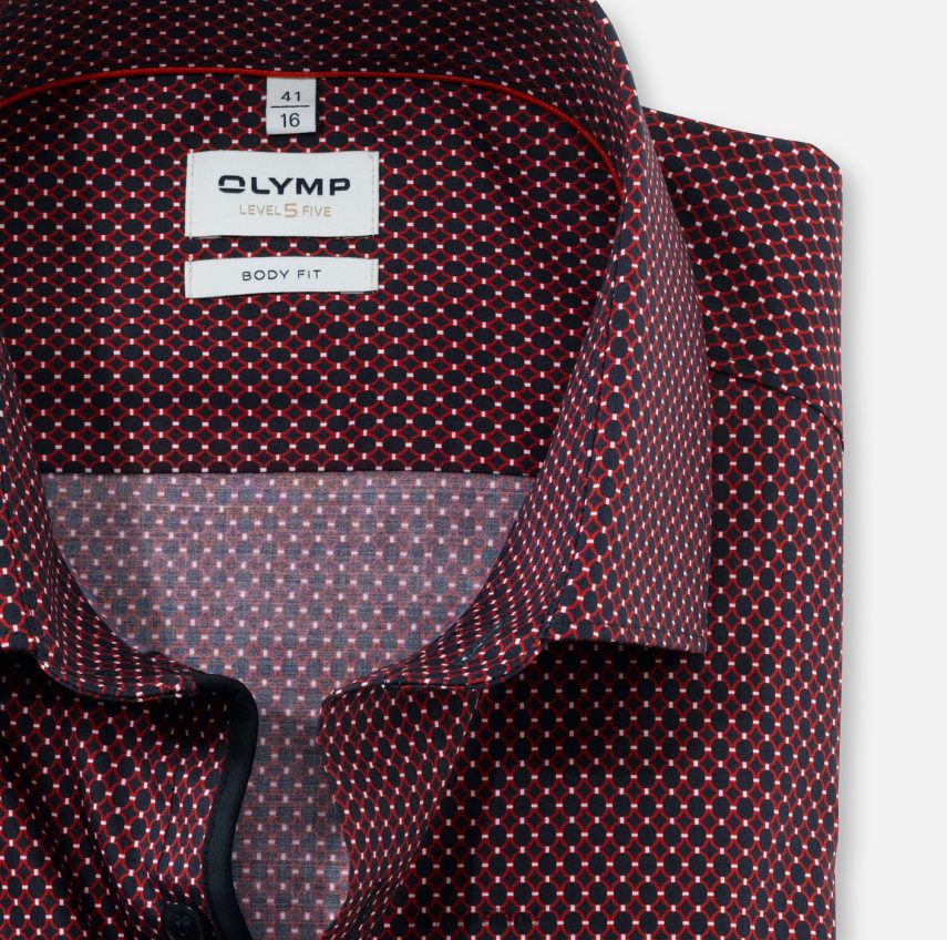 Clothing OLYMP Level Five Body Fit, Business Shirt, Modern Kent, Red 24L846759