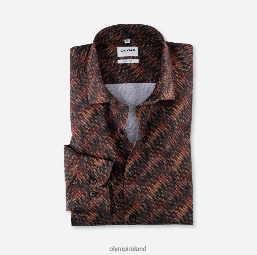 Clothing OLYMP Level Five Body Fit, Business Shirt, Modern Kent, Red Orange 24L846663