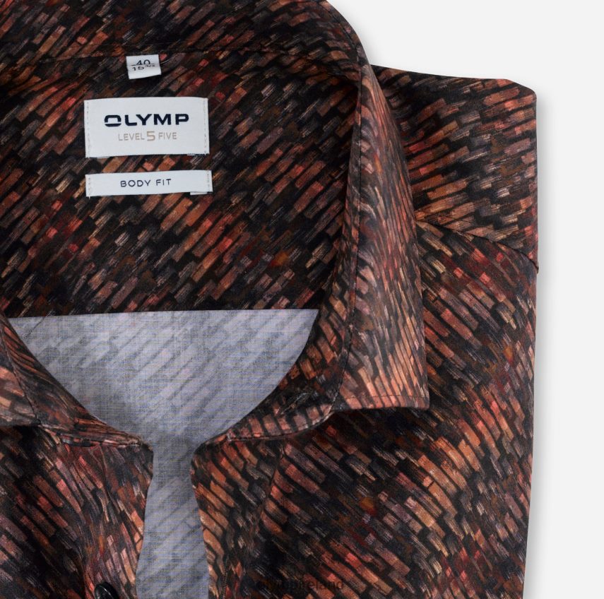 Clothing OLYMP Level Five Body Fit, Business Shirt, Modern Kent, Red Orange 24L846663