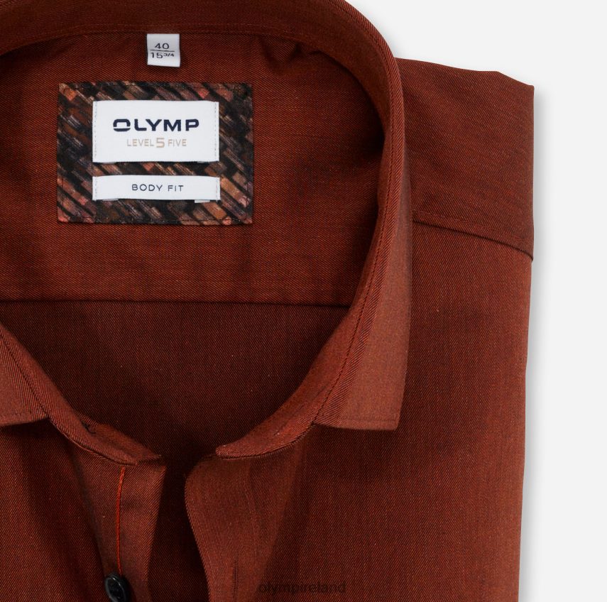 Clothing OLYMP Level Five Body Fit, Business Shirt, Modern Kent, Red Orange 24L846801