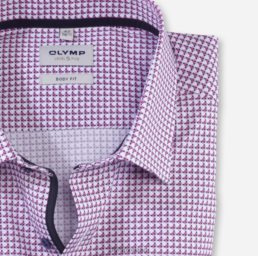Clothing OLYMP Level Five Body Fit, Business Shirt, New York Kent, Fuchsia 24L846399