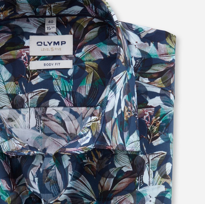 Clothing OLYMP Level Five Body Fit, Business Shirt, New York Kent, Marine 24L846639