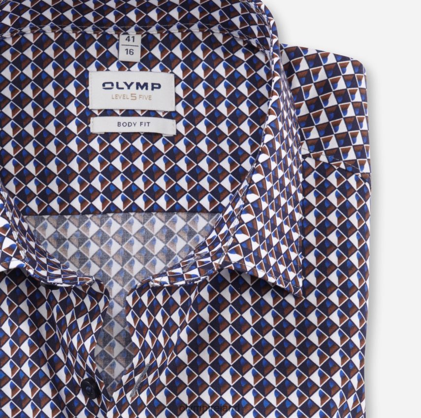 Clothing OLYMP Level Five Body Fit, Business Shirt, New York Kent, Reddish Brown 24L846535