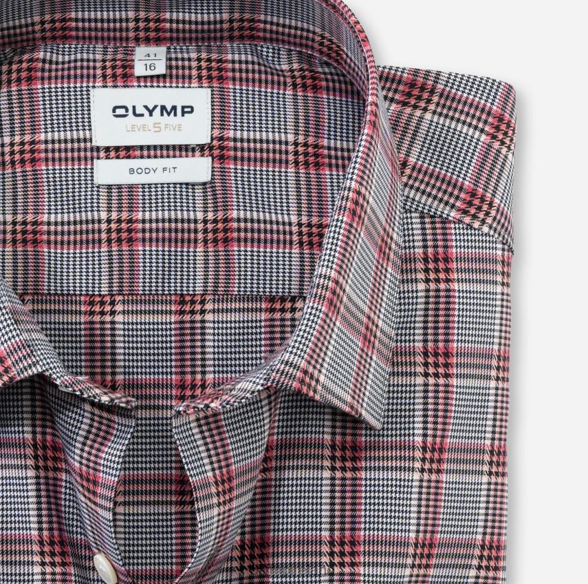 Clothing OLYMP Level Five Body Fit, Business Shirt, New York Kent, Rosewood 24L846623