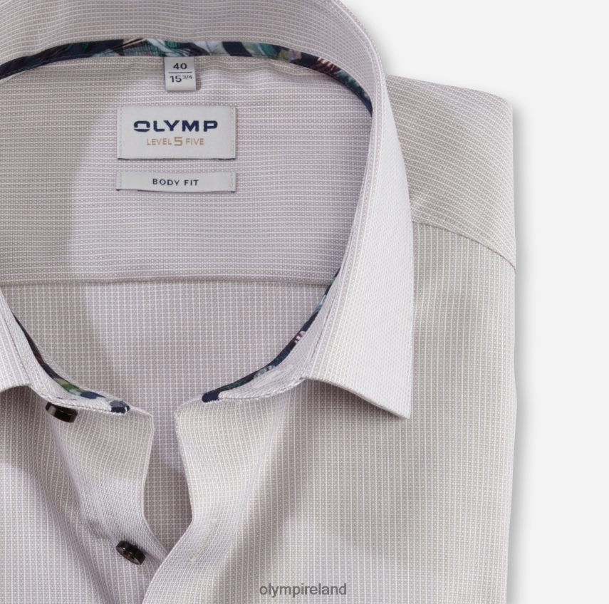 Clothing OLYMP Level Five Body Fit, Business Shirt, New York Kent, Taupe 24L846373