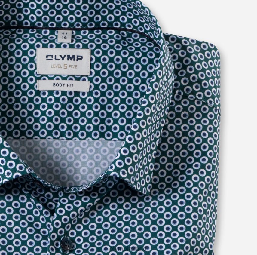 Clothing OLYMP Level Five Body Fit, Business Shirt, Under Button-Down, Emerald 24L846506
