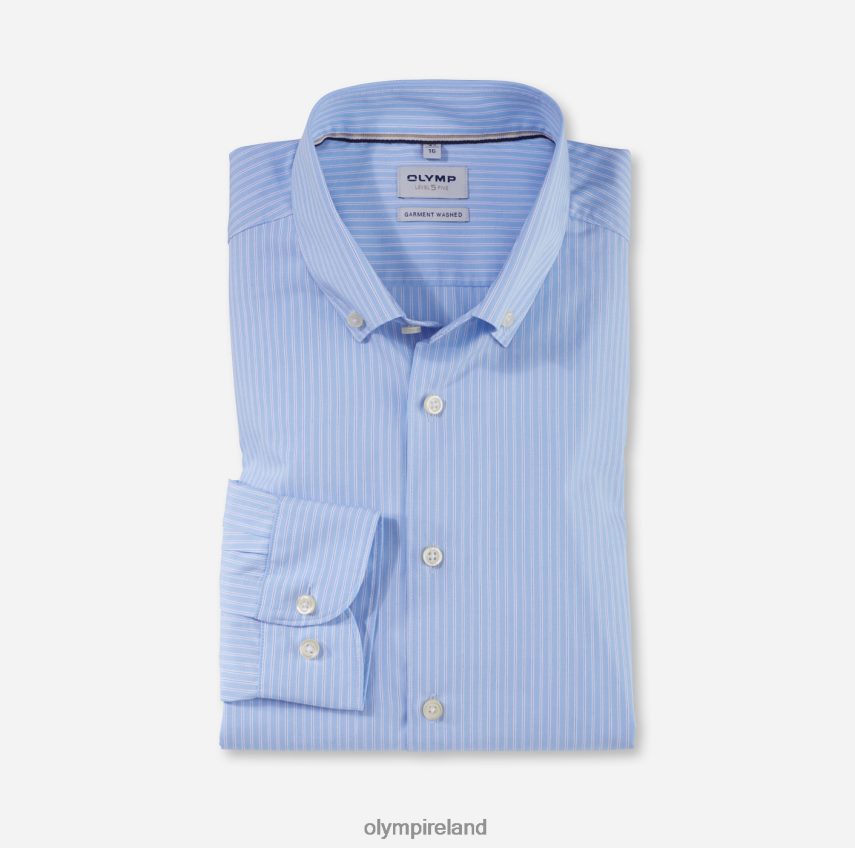 Clothing OLYMP Level Five Garment Washed Body Fit, Business Shirt, Button-Down, Bleu 24L846463