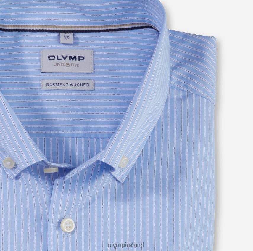 Clothing OLYMP Level Five Garment Washed Body Fit, Business Shirt, Button-Down, Bleu 24L846463