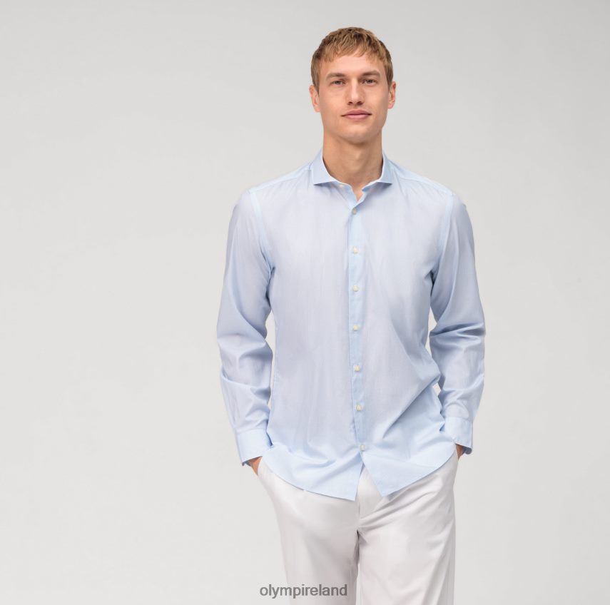 Clothing OLYMP Level Five Garment Washed Body Fit, Business Shirt, Cutaway, Bleu 24L846555