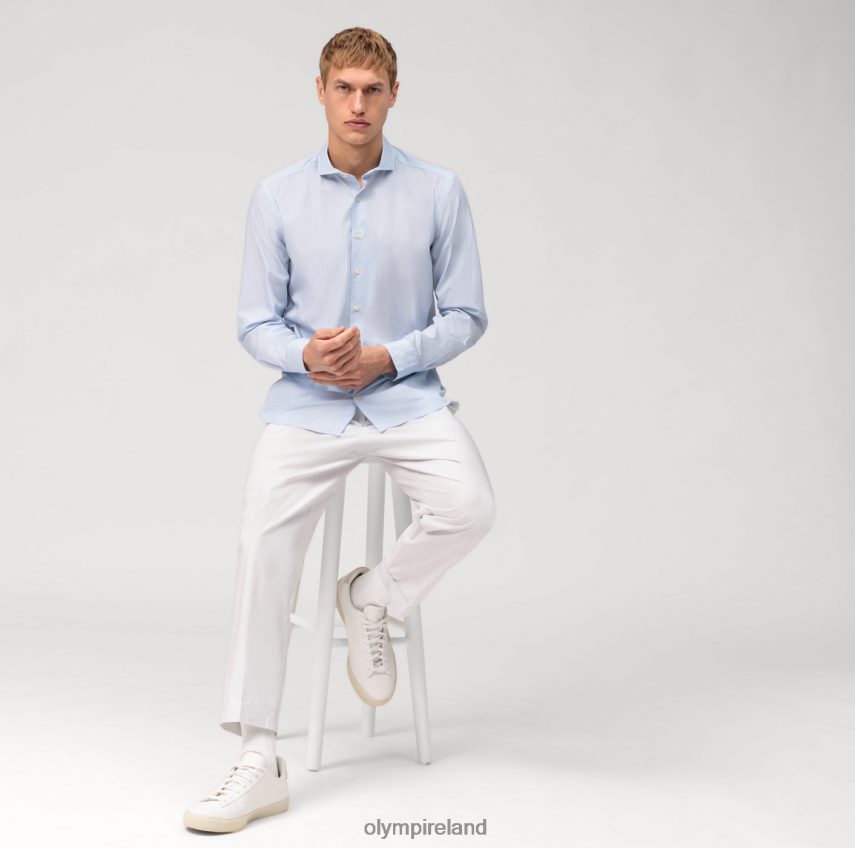 Clothing OLYMP Level Five Garment Washed Body Fit, Business Shirt, Cutaway, Bleu 24L846555