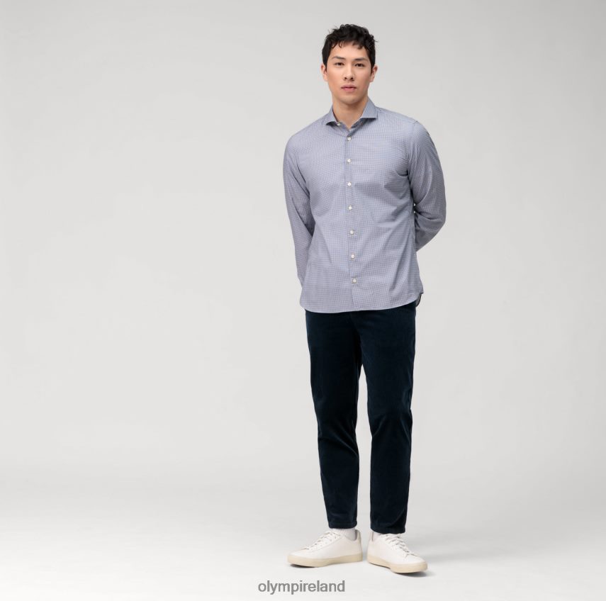 Clothing OLYMP Level Five Garment Washed Body Fit, Business Shirt, Cutaway, Marine 24L846569