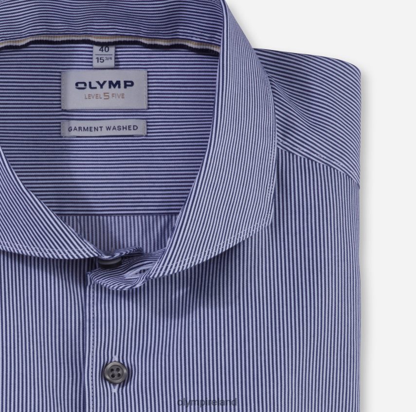 Clothing OLYMP Level Five Garment Washed Body Fit, Business Shirt, Cutaway, Marine 24L846572