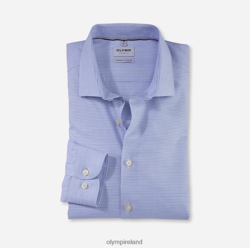 Clothing OLYMP Level Five Garment Washed Body Fit, Business Shirt, Kent, Bleu 24L846490