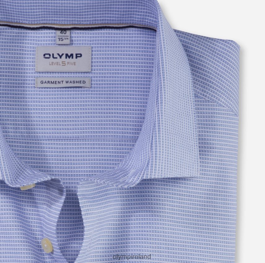 Clothing OLYMP Level Five Garment Washed Body Fit, Business Shirt, Kent, Bleu 24L846490