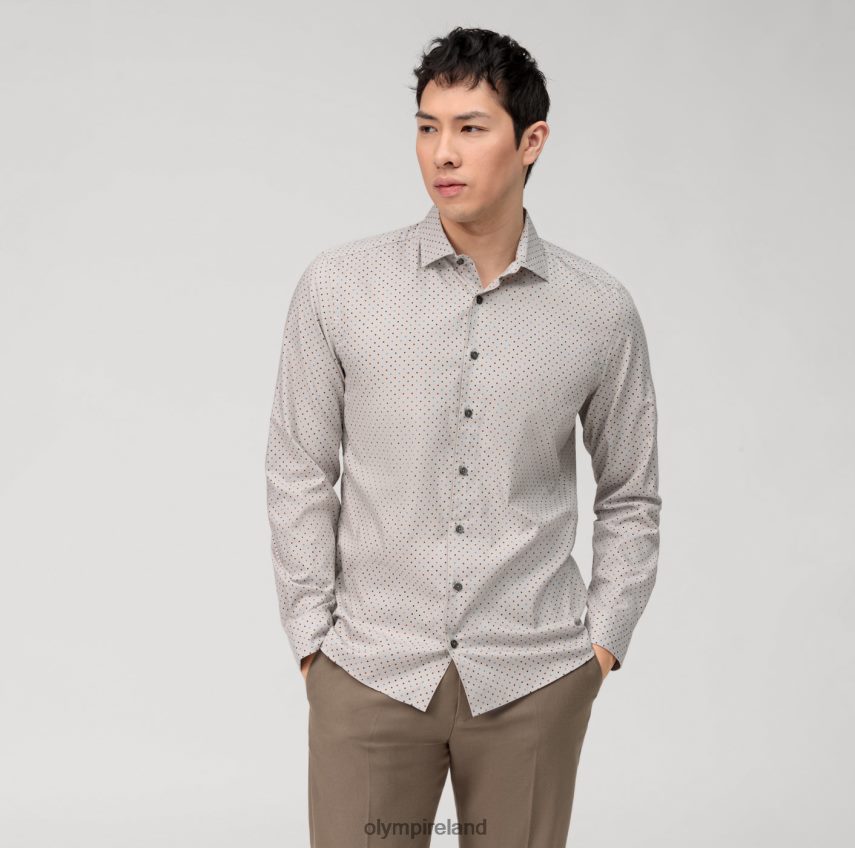 Clothing OLYMP Level Five Garment Washed Body Fit, Business Shirt, Kent, Reddish Brown 24L846564