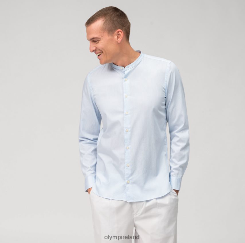 Clothing OLYMP Level Five Garment Washed Body Fit, Business Shirt, Stand-Up Collar, Bleu 24L846496