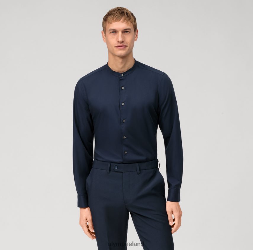 Clothing OLYMP Level Five Garment Washed Body Fit, Business Shirt, Stand-Up Collar, Marine 24L846458