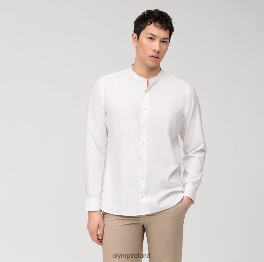 Clothing OLYMP Level Five Garment Washed Body Fit, Business Shirt, Stand-Up Collar, White 24L846424