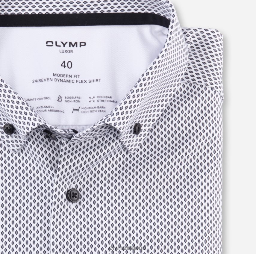 Clothing OLYMP Luxor 24/Seven Modern Fit, Business Shirt, Button-Down, Black 24L8461064