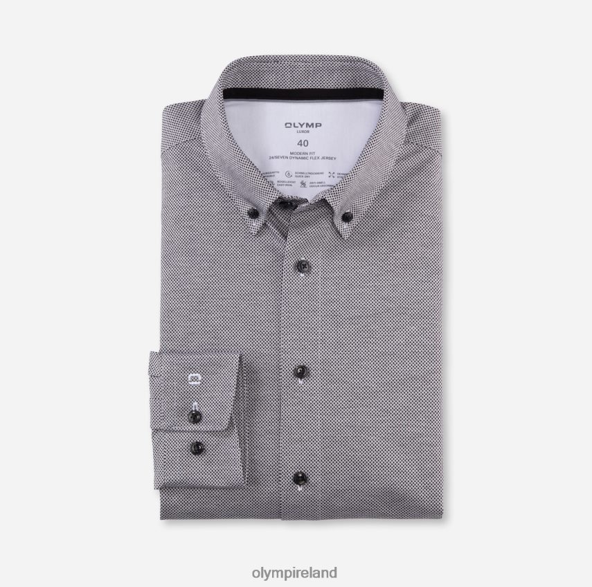 Clothing OLYMP Luxor 24/Seven Modern Fit, Business Shirt, Button-Down, Black 24L8461070