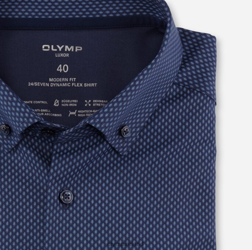 Clothing OLYMP Luxor 24/Seven Modern Fit, Business Shirt, Button-Down, Marine 24L8461013