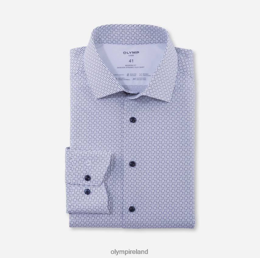 Clothing OLYMP Luxor 24/Seven Modern Fit, Business Shirt, Extra Short Sleeve, Global Kent, Taupe 24L8461459