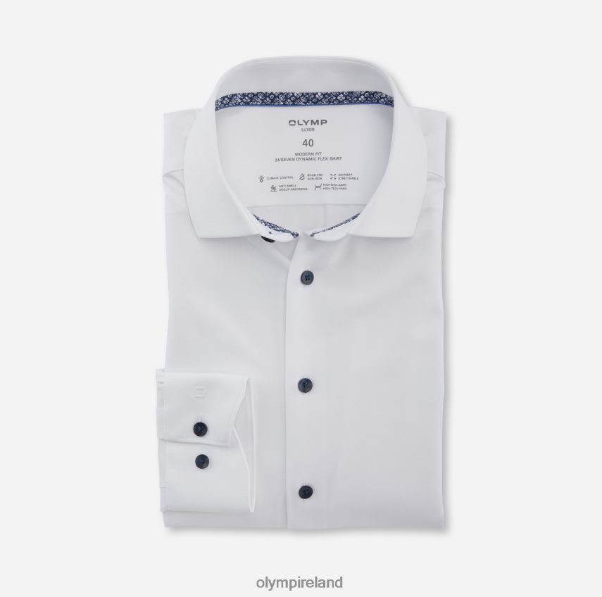 Clothing OLYMP Luxor 24/Seven Modern Fit, Business Shirt, Extra Short Sleeve, Global Kent, White 24L8461469