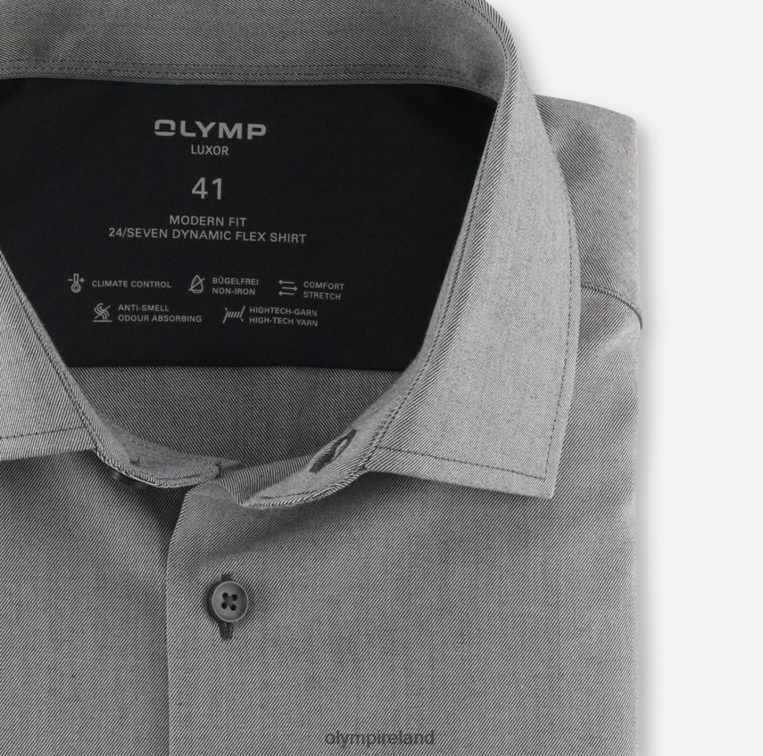 Clothing OLYMP Luxor 24/Seven Modern Fit, Business Shirt, Global Kent, Anthracite 24L8461182