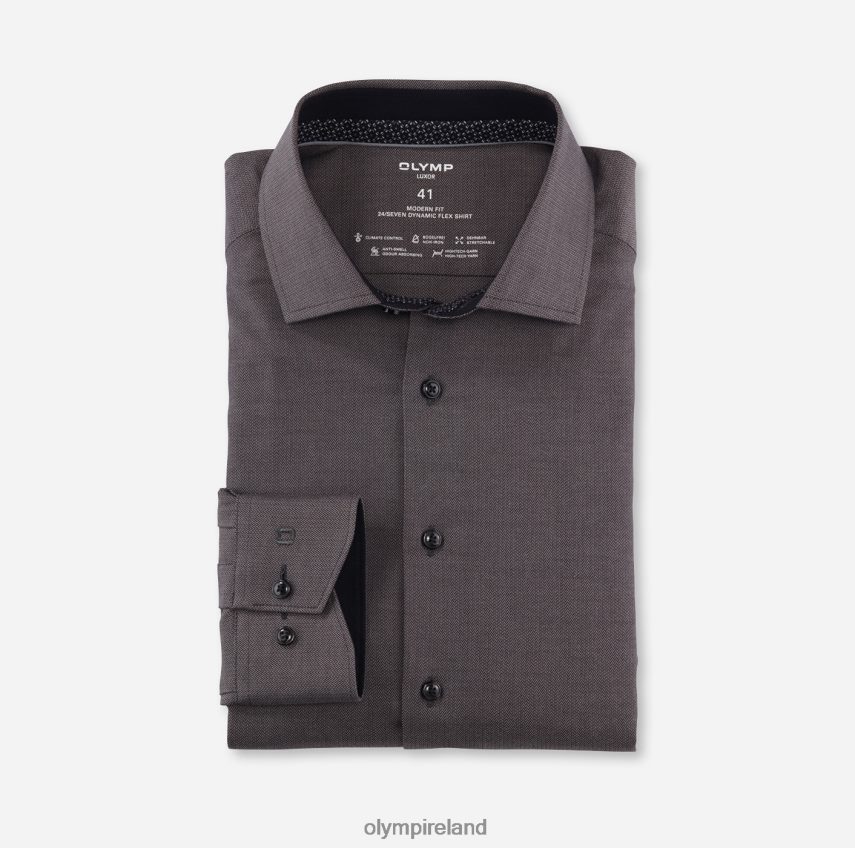 Clothing OLYMP Luxor 24/Seven Modern Fit, Business Shirt, Global Kent, Anthracite 24L846980