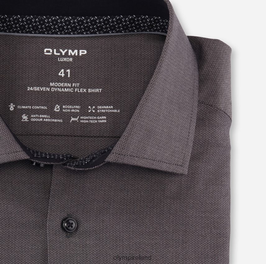Clothing OLYMP Luxor 24/Seven Modern Fit, Business Shirt, Global Kent, Anthracite 24L846980