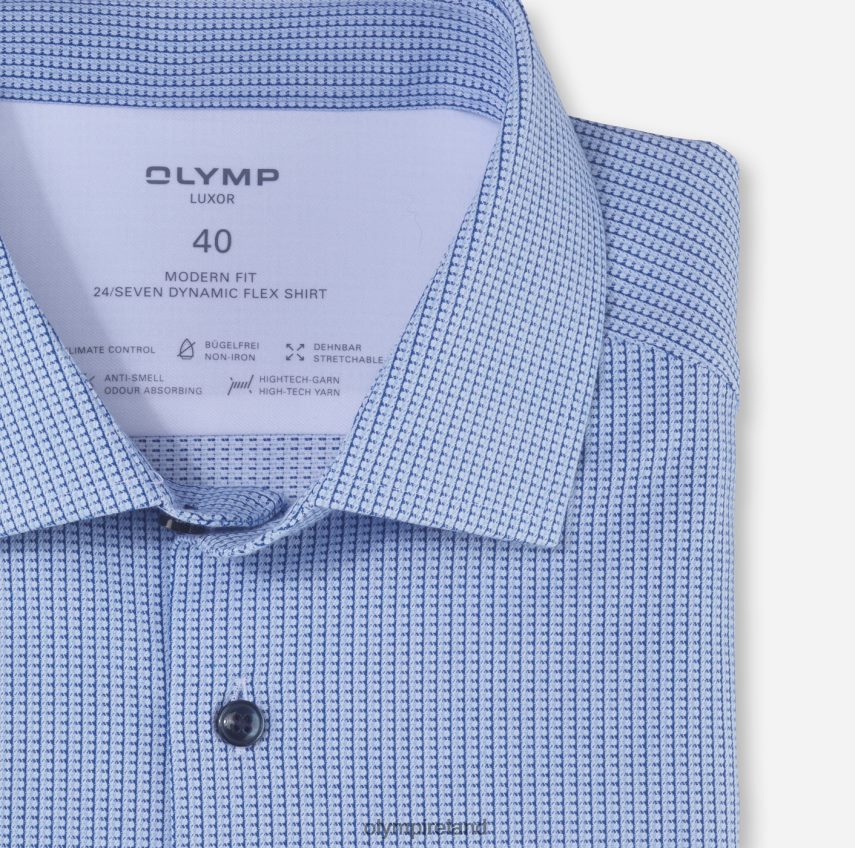 Clothing OLYMP Luxor 24/Seven Modern Fit, Business Shirt, Global Kent, Bleu 24L8461053