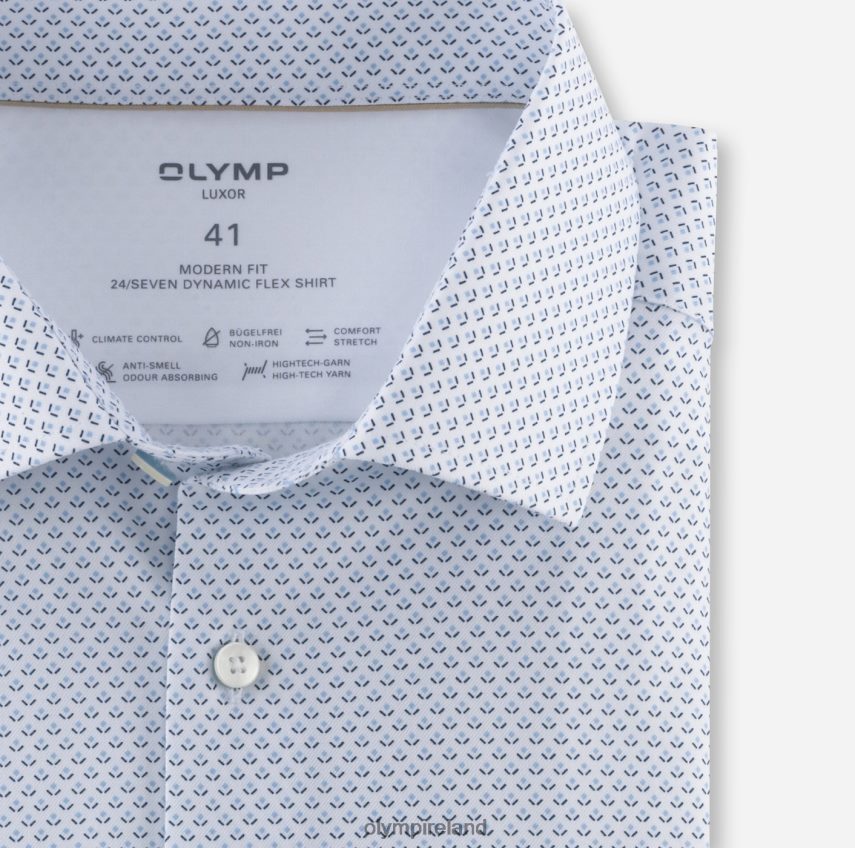 Clothing OLYMP Luxor 24/Seven Modern Fit, Business Shirt, Global Kent, Bleu 24L8461138
