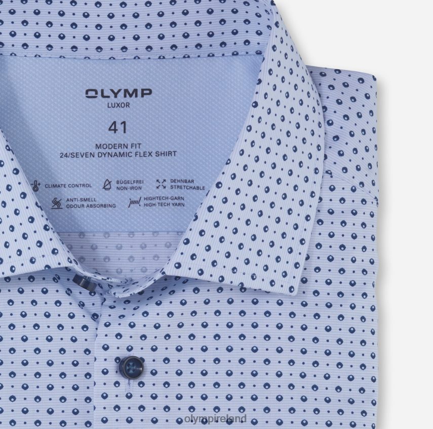 Clothing OLYMP Luxor 24/Seven Modern Fit, Business Shirt, Global Kent, Bleu 24L8461141