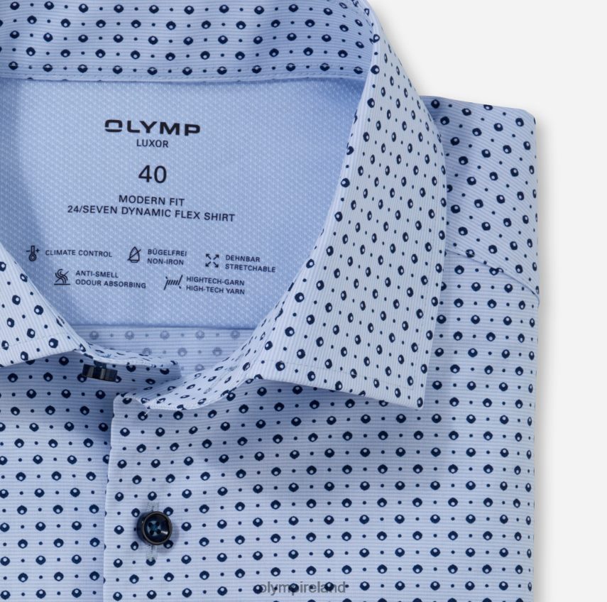 Clothing OLYMP Luxor 24/Seven Modern Fit, Business Shirt, Global Kent, Bleu 24L8461168