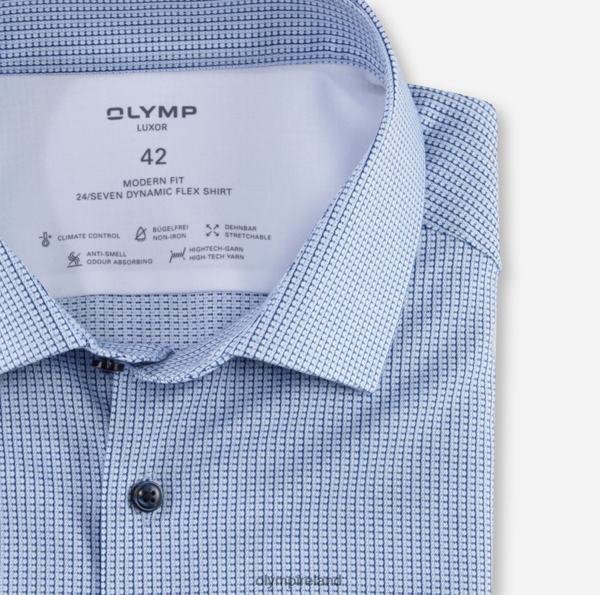 Clothing OLYMP Luxor 24/Seven Modern Fit, Business Shirt, Global Kent, Bleu 24L8461259