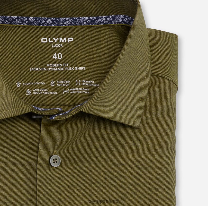 Clothing OLYMP Luxor 24/Seven Modern Fit, Business Shirt, Global Kent, Dark Green 24L8461096