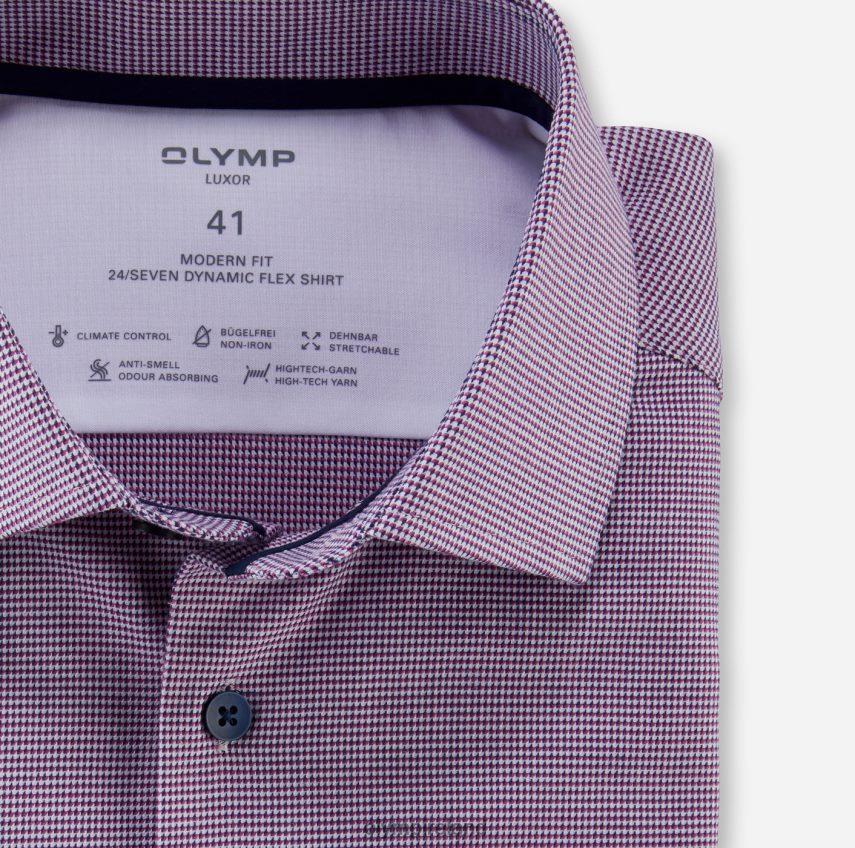 Clothing OLYMP Luxor 24/Seven Modern Fit, Business Shirt, Global Kent, Fuchsia 24L846929